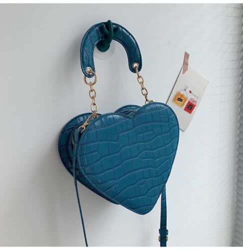 Heart Bag Stone Pattern Synthetic Leather Crossbody Small Shoulder Purse Handbag