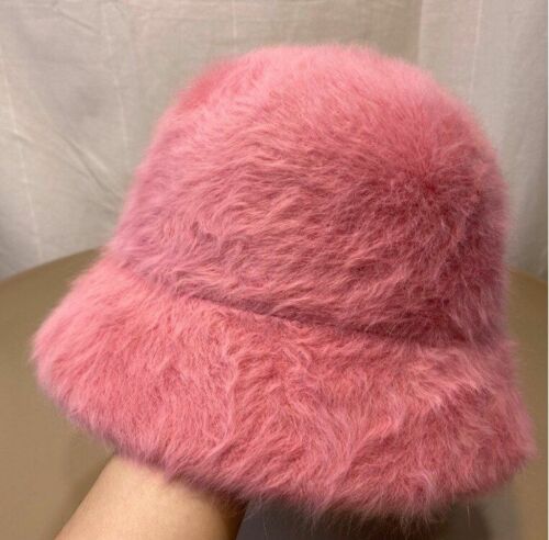 Hat Winter Women Solid Color Rabbit Fur Bucket Cap Fisherman Retro Knitted Wool