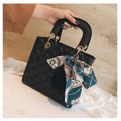 Small Handbag Ribbon Shoulder Bag Synthetic Leather Messenger Purse 21*19*9 CM