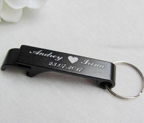 Personalized Bottle Opener 50pcs Custom Engraved Key Rings Wedding Name Gift Day