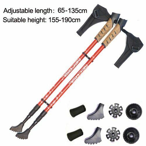 2Pcs Hiking Walking Sticks Trekking Poles Nordic Walking Aluminum Camping Hiking