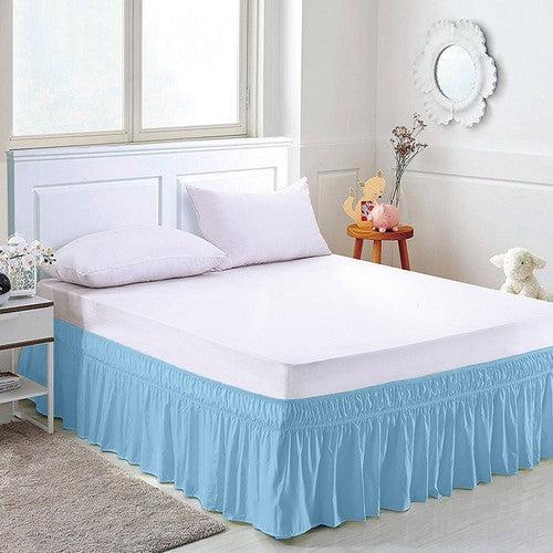 Wrap Around Bed Skirts Drop Solid Color Elastic Bed Skirt Queen King Full Dust