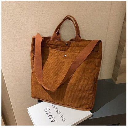 Corduroy Handbag Shoulder Bag Large Canvas Tote Pouch Crossbody Purse 34*10*35CM