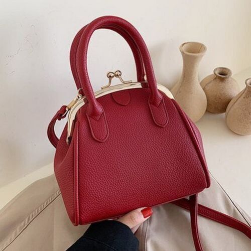 Vintage Leech Synthetic Leather Lock Shell Bag Shoulder Crossbody Tote Handbags