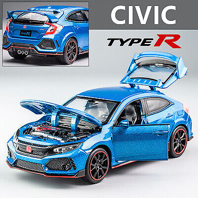 1:32 HONDA CIVIC TYPE-R Diecast Model Car Toy Vehicle Sounds Light Red Blue Gift