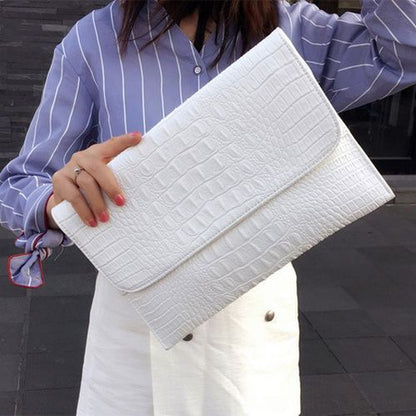Women Envelope Evening Clutch Bags Crocodile Pattern Female Genuine Leather Bag