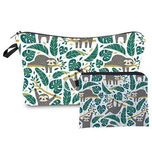 2 PCS Makeup Bag Animal Pattern Cosmetic Bag Set Women Combination Organizer Bag