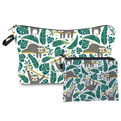 2 PCS Makeup Bag Animal Pattern Cosmetic Bag Set Women Combination Organizer Bag