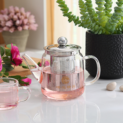 Clear Glass Teapot with Stainless Steel Infuser Leaf Tea Pot Tool Kettle Set