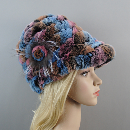Women Winter Rabbit Fur Caps Warm Real Rabbit Fur Hats Natural Soft Knitted Hat