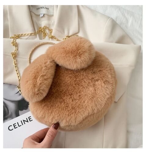 Clip Shoulder Bag Faux Clutch Purse Handbag Soft Plush Messenger Bags 20*18*8 CM