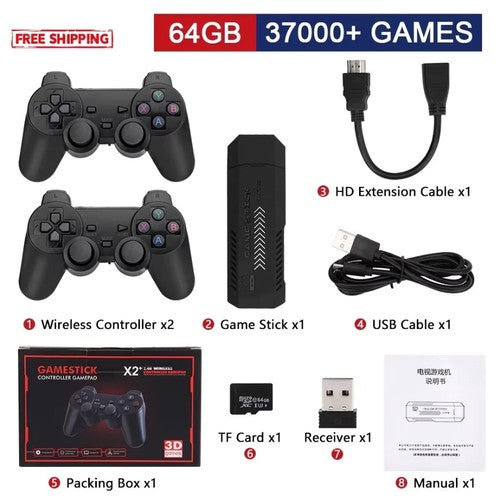 GD10 Plus Game Stick Console 58,000 Games 4K HD Dual Wireless Controller N6