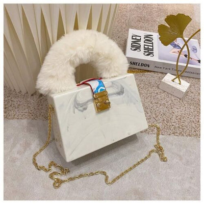 Acrylic Box Clutch Fashion Purse Handbag Chain Shoulder Bags 19*12*9CM Polyester
