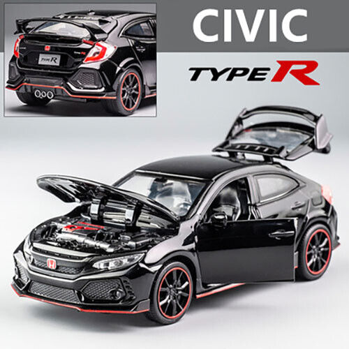 1:32 HONDA CIVIC TYPE-R Diecast Model Car Toy Vehicle Sounds Light Red Blue Gift
