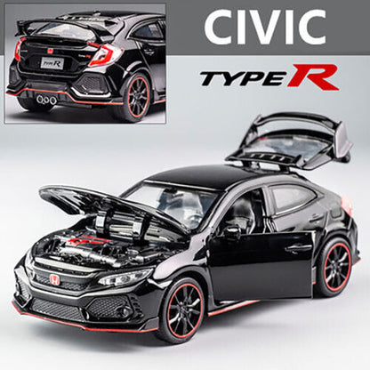 1:32 HONDA CIVIC TYPE-R Diecast Model Car Toy Vehicle Sounds Light Red Blue Gift