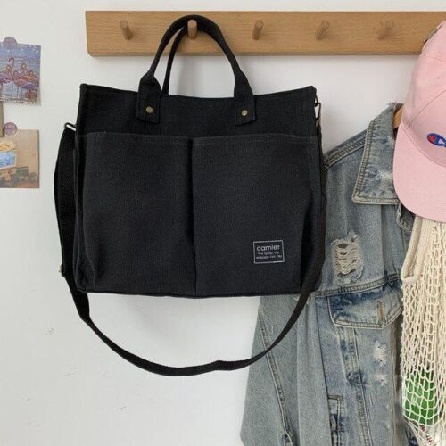 Shopping Bag Handbag Cotton Canvas Shoulder Tote Messenger Bag 32*12*27 Cm Purse