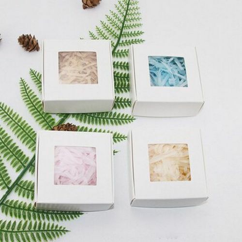 50Pcs Kraft Paper Candy Box Transparent Window Soap Wedding Birthday Christmas