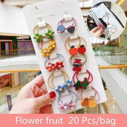 Hair Bands 10/20 Pcs/Bag Shiny Flowers Baby Scrunchies Rubber Kids Accessories