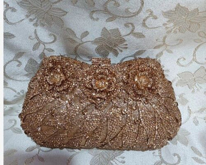 18 Colors Formal Dinner Clutch Gold Crystal Evening Purse Handbag 19.5*5*10.5 CM