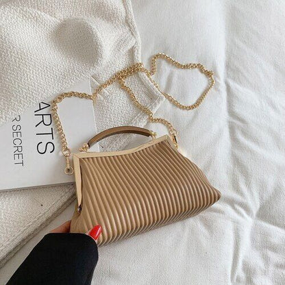 Handbag Handle Pleated Shell Bag Women Clutch Purses Crossbody Bag
