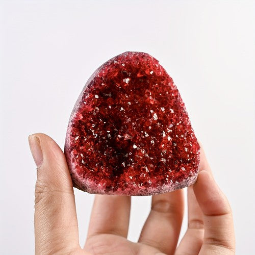 1PC Wine Red Geode Cluster with Display Stand Premium Crystal Home Office Decor