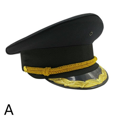 Army Officer Hat Captain Cap Black Soldier Fancy Dress Military Performance New