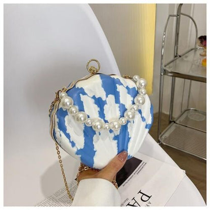 Evening Bags Shell Shape Clutch Bags Handbag Pearl Beaded Shell Chain Party Bags