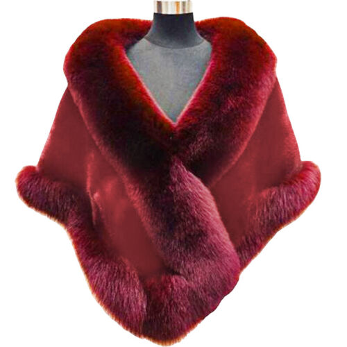 Women Luxury Fluffy Faux Fur Shawl Bridal Wedding Evening Cape Warm Dress Stole