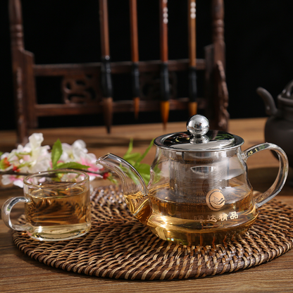 Clear Glass Teapot with Stainless Steel Infuser Leaf Tea Pot Tool Kettle Set