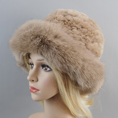Women Beanies Solid Rabbit Fur Caps Fashion Real Fur Hat Winter Luxury Knitted