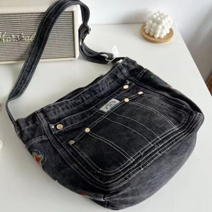 Women's Denim Adjustable Tote Bag Shoulder Crossbody Handbag Purse Jean Satchel