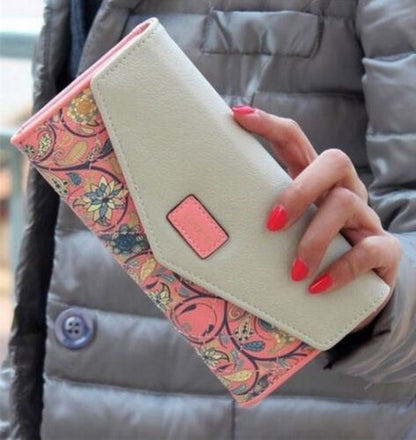 Women Wallet Coin Purse Long Clutch Bag Money Card Holder 19*9.5*3 CM Pink/Blue