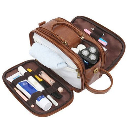 Water-Resistant Synthetic Leather Toiletry Bag Travel Wash Bag Makeup Organizer