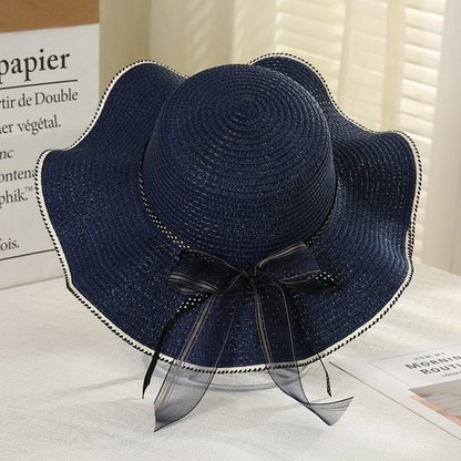 Foldable Wide Brim Floppy Girls Straw Hat Sun Hat Beach Summer Hat Protect Cap