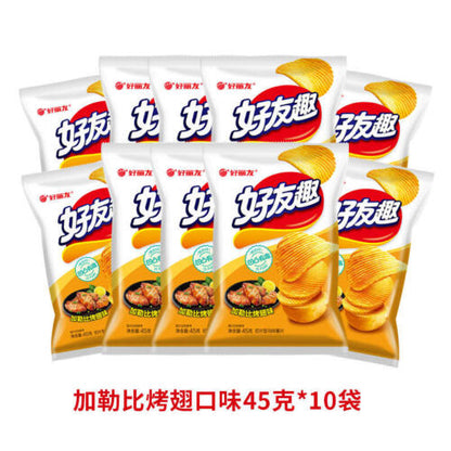 好丽友好友趣薯片45克*10袋 韩国泡菜土豆薯条膨化有趣零食 Hao Li you Hao you qu potato chips