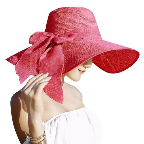 Womens Bowknot Straw Hat Foldable Beach Sun Hat Roll up Summer Caps 12 color