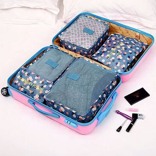 6pcs/set Cosmetic Bag Travelling Purse Waterproof Luggage Clothes Organizer Case