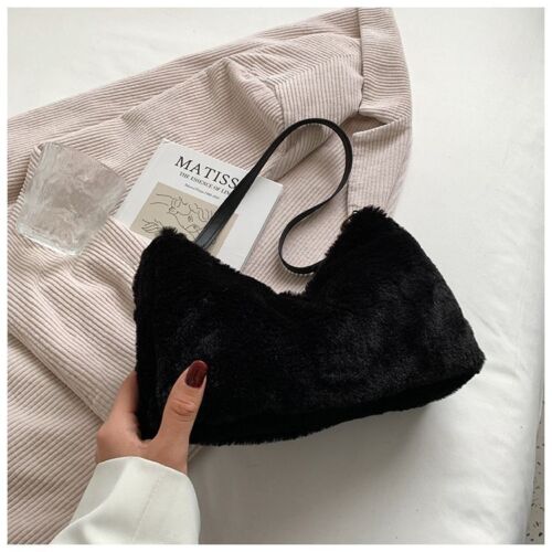 Faux Fur Shoulder Bags Small Soft Crossbody Winter Solid Luxury Warm Handbags