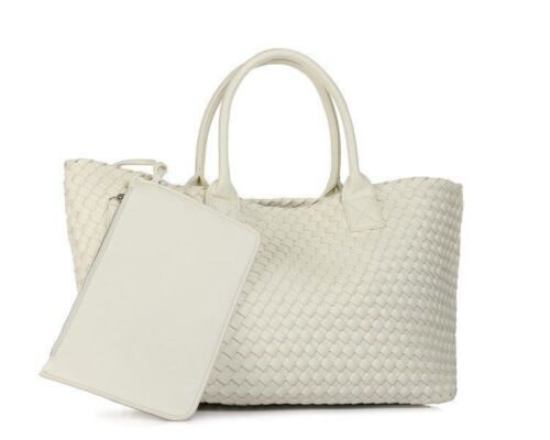 Candy Color Woven Tote Bag Fashion One Shoulder Bag Large Handbag Shopping Bags