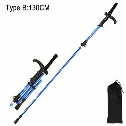 Fold Trekking Pole Portable Hiking Camping Stick Telescopic Nordic Walking Stick