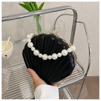 Evening Bags Shell Shape Clutch Bags Handbag Pearl Beaded Shell Chain Party Bags