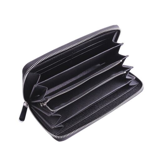 Wallet Carbon Fiber Microfiber Purse Cards Waterproof Non-Slip Long Zippered Bag