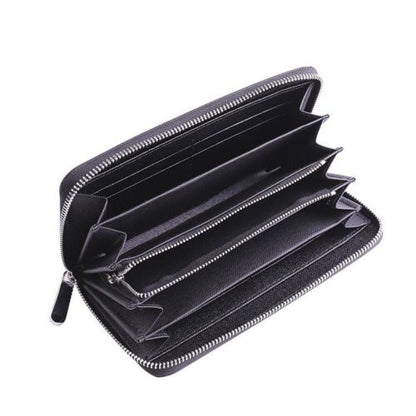 Wallet Carbon Fiber Microfiber Purse Cards Waterproof Non-Slip Long Zippered Bag