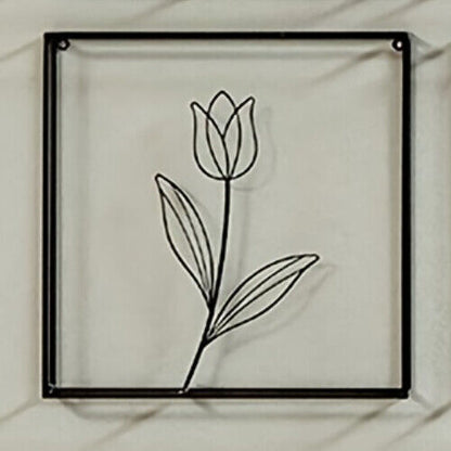 Plant Line Shape Iron Wall Hanging, Modern Fashion Hanging Iron Metal Wall