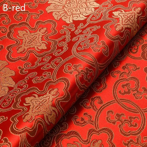 Chinese Silk Satin Floral Fabric Tang Suit Costume Cheongsam Dress By Metre Red