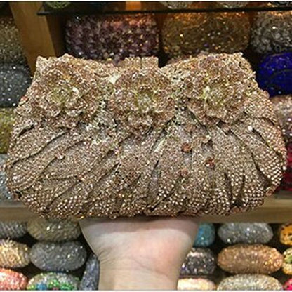 18 Colors Formal Dinner Clutch Gold Crystal Evening Purse Handbag 19.5*5*10.5 CM