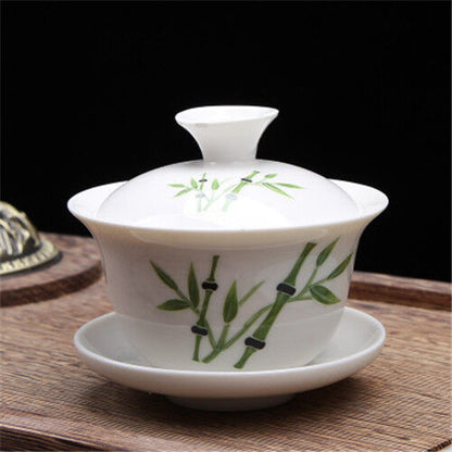 porcelain tureen Chinese kungfu gaiwan tea brewer bowl lid cup saucer 100ml new