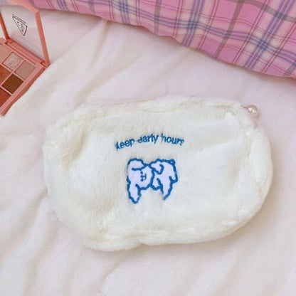 Plush Cosmetic Bag Student Large Storage Bag Travel Makeup Pouch Holder 16*24 CM