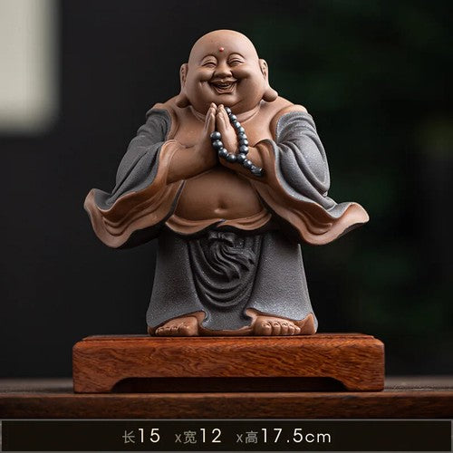 Chinese Style Maitreya Buddha Ceramics Attract Wealth Buddha Statue Decor