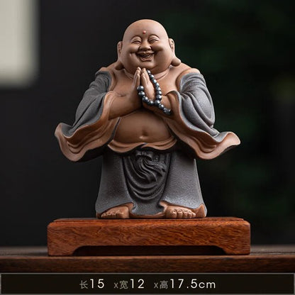 Chinese Style Maitreya Buddha Ceramics Attract Wealth Buddha Statue Decor